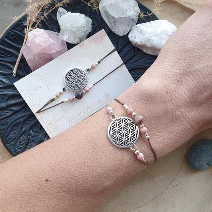 Rhodonit-Rhodochrosit Doppelarmband *LEBENSBLUME*