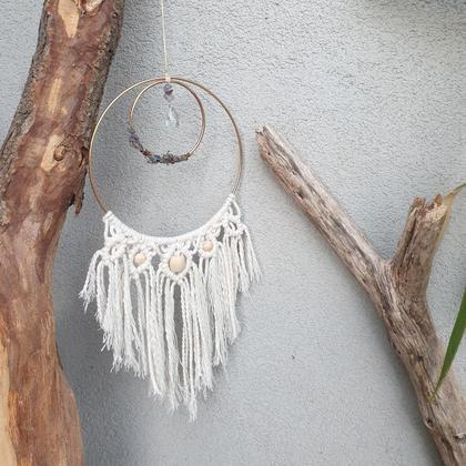 Lavendel Traumfänger *natural white mit Prismakristall