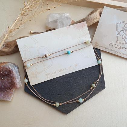 Amazonit - Türkis Fußkettchen *gold/sandfarben - Image 4