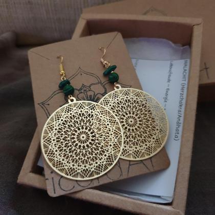 MALACHIT Ohrringe *Kaleidoskop*18k vergoldet - Image 4