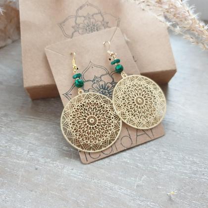 MALACHIT Ohrringe *Kaleidoskop*18k vergoldet - Image 2