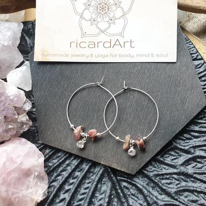 RHODONIT Creolen *STRASS silber - Image 2