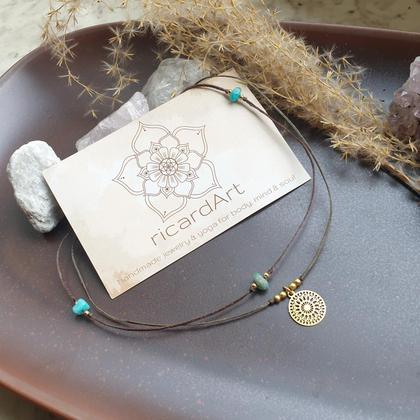 Amazonit Fußkettchen *MANDALA* gold/braun - Image 2