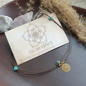 Amazonit Fußkettchen *MANDALA* gold/braun