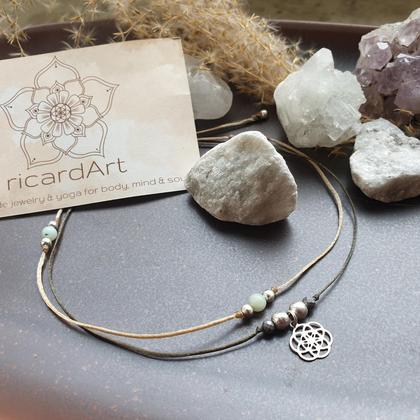 Amazonit Fußband *SEED OF LIFE* silber - Image 2