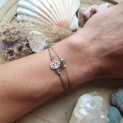 LABRADORIT 925 Sterlingsilber Doppelarmband *LOTUS*