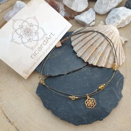 CITRIN Fußkettchen *SEED OF LIFE gold/oliv - Image 2