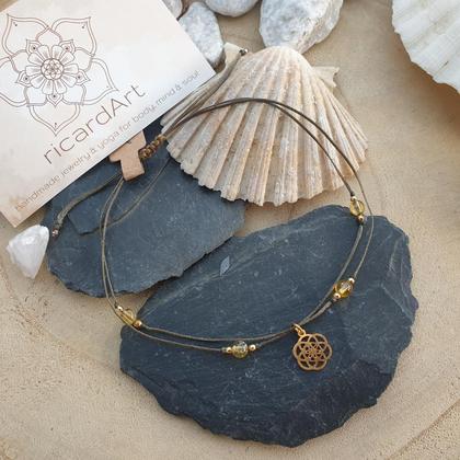 CITRIN Fußkettchen *SEED OF LIFE gold/oliv - Image 3