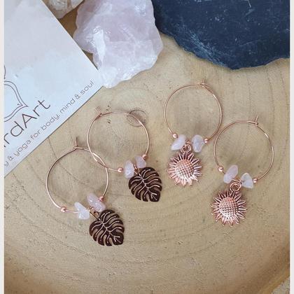 Rosenquarz Creolen *SUMMER* 25mm rosévergoldet/Edelstahl - Image 2