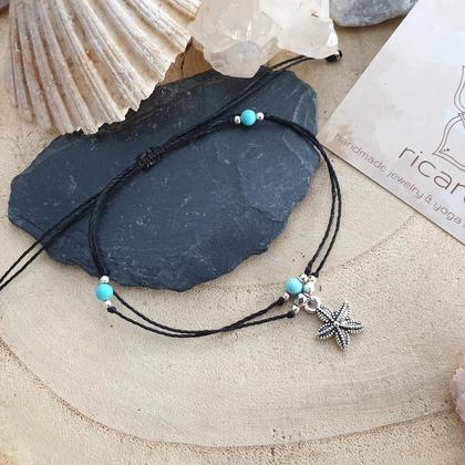 Rhodonit/Türkis Fußband *SEESTERN* silber - Image 4