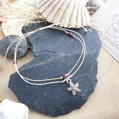 Rhodonit/Türkis Fußband *SEESTERN* silber - Image 3