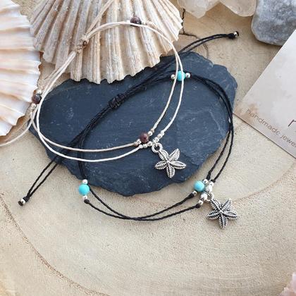 Rhodonit/Türkis Fußband *SEESTERN* silber - Image 2