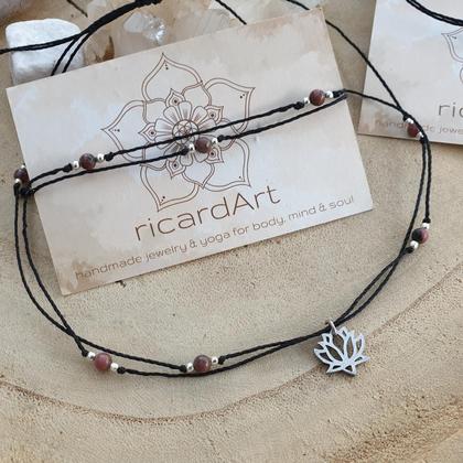 RHODONIT Kette *LOTUS* Edelstahl