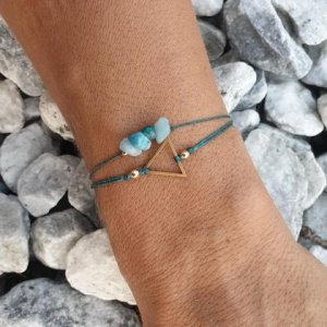 AMAZONIT Doppelarmband *TRIKONA raw* 18k vergoldet