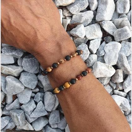 Lavastein Männerarmband *8mm ROSENHOLZ