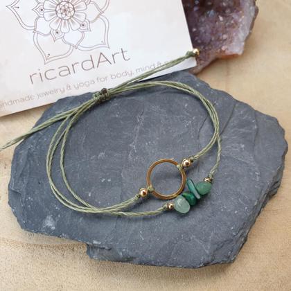 Malachit-Aventurin Doppelarmband *CIRCLE 12mm* 18k vergoldet