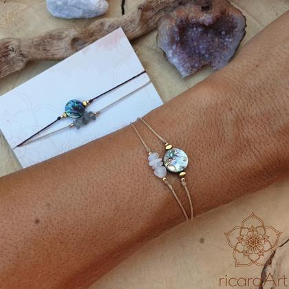 Abalone Doppelarmband *Mondstein/Labradorit*