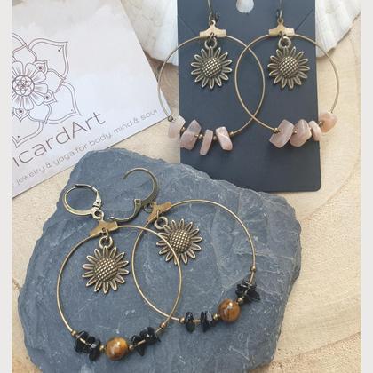 Sonnenstein Creolen *SUNFLOWER* 40mm antikbronze - Image 3