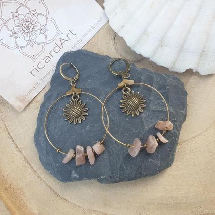 Sonnenstein Creolen *SUNFLOWER* 40mm antikbronze - Image 2