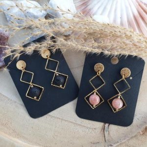 Mondstein/Lavastein Ohrringe *TETRAGON