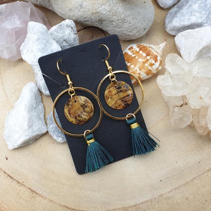 Tassel Ohrringe *GOLDEN SEASHELL 30mm petrol - Image 4