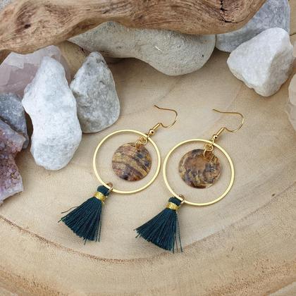 Tassel Ohrringe *GOLDEN SEASHELL 30mm petrol - Image 2