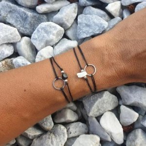 CIRCLE Doppelarmband *Obsidian/Perlmutt  12mm Edelstahl