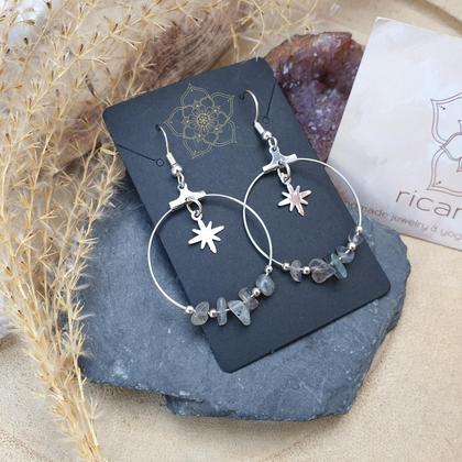 Labradorit Creolen *STAR 30mm silber