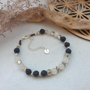 Bergkristall & schwarze Lava WEGBEGLEITER *ERKENNTNIS & ENTSCHLOSSENHEIT*