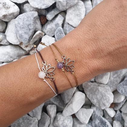 Amethyst/Rosenquarz Doppelarmband  *LOTUSFLOWER*