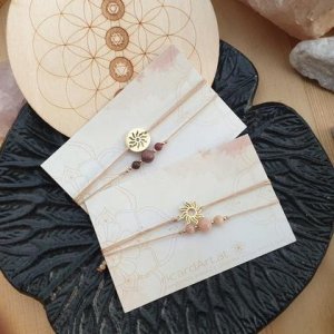 SONNENSTEIN/RHODONIT Doppelarmband *SUNSHINE 18k vergoldet