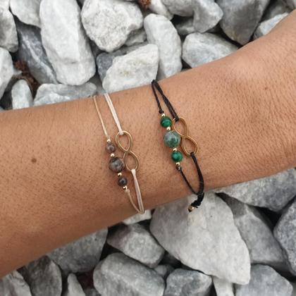 INFINITY Doppelarmband *MALACHIT/RHODONIT* 18k vergoldet - Image 3