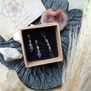 Amethyst- Bergkristall Schmuckset *CRYSTAL HEALING* silber