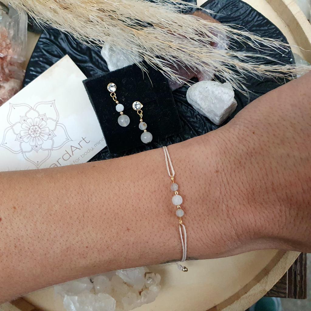 Mondstein - Bergkristall Ohrringe *CRYSTAL HEALING* gold - Image 2