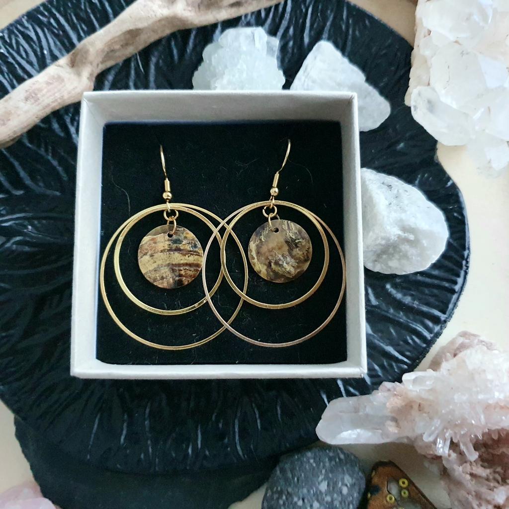 Perlmutt Ohrringe *GOLDEN SEASHELL CIRCLES* 40mm