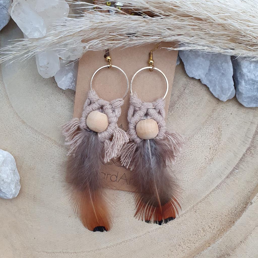 Makramee Ohrringe *FEATHER* nature - Image 2