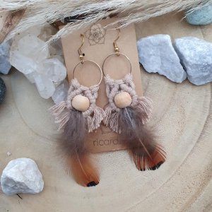 Makramee Ohrringe *FEATHER* nature