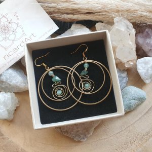 Ohrringe AVENTURIN CIRCLES* 40mm antikgold