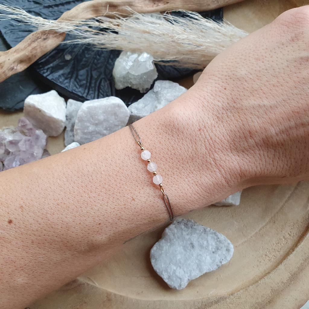 Rosenquarz Armband *FACETTIERT gold