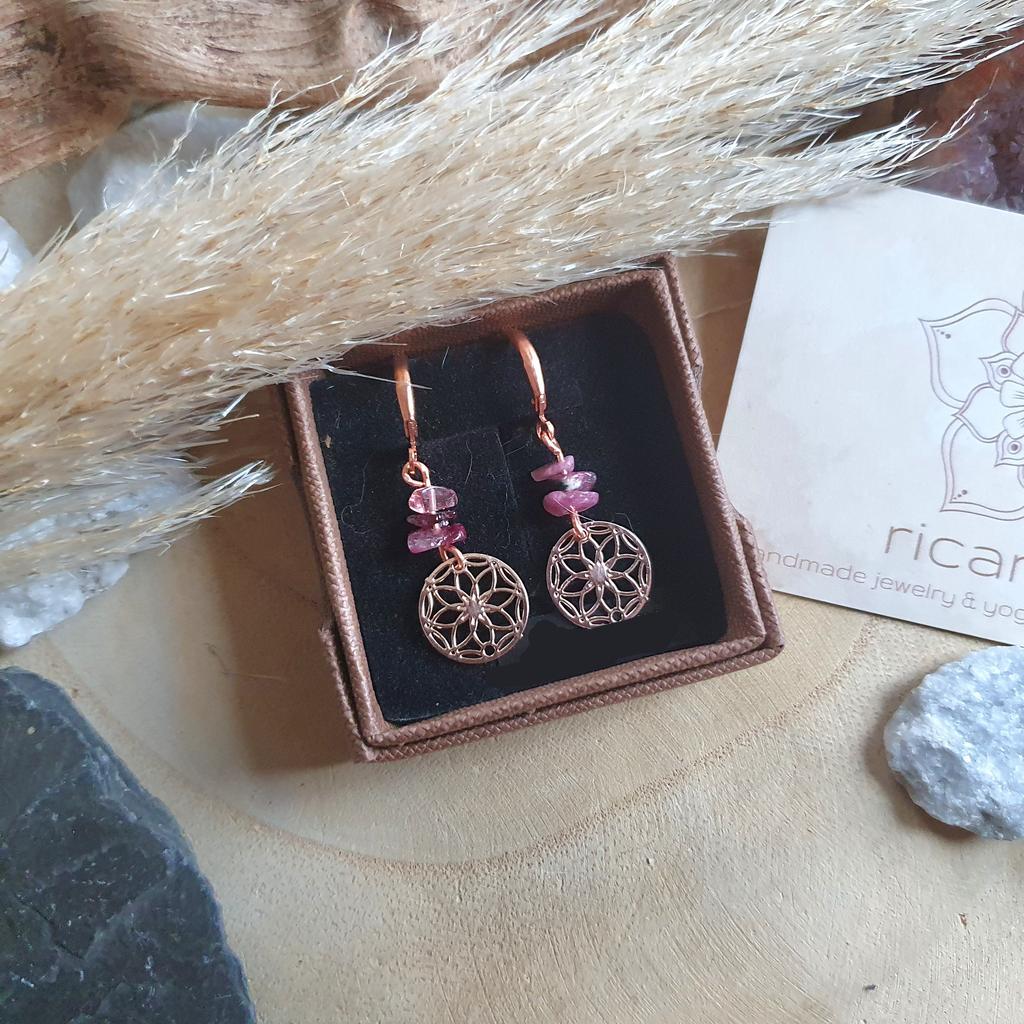 TURMALIN Ohrringe *SEED OF LIFE rosé