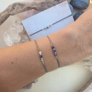 Lapislazuli/Amazonit Kristallarmband *18k vergoldet