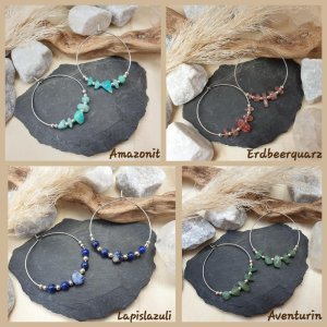 Amazonit/Aventurin/Erdbeerquarz/Lapislazuli CREOLEN *30mm Edelstahl