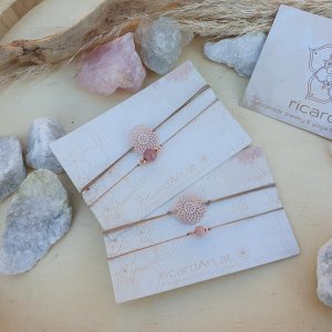Doppelarmband *MANDALABLUME RHODOCHROSIT* rosé