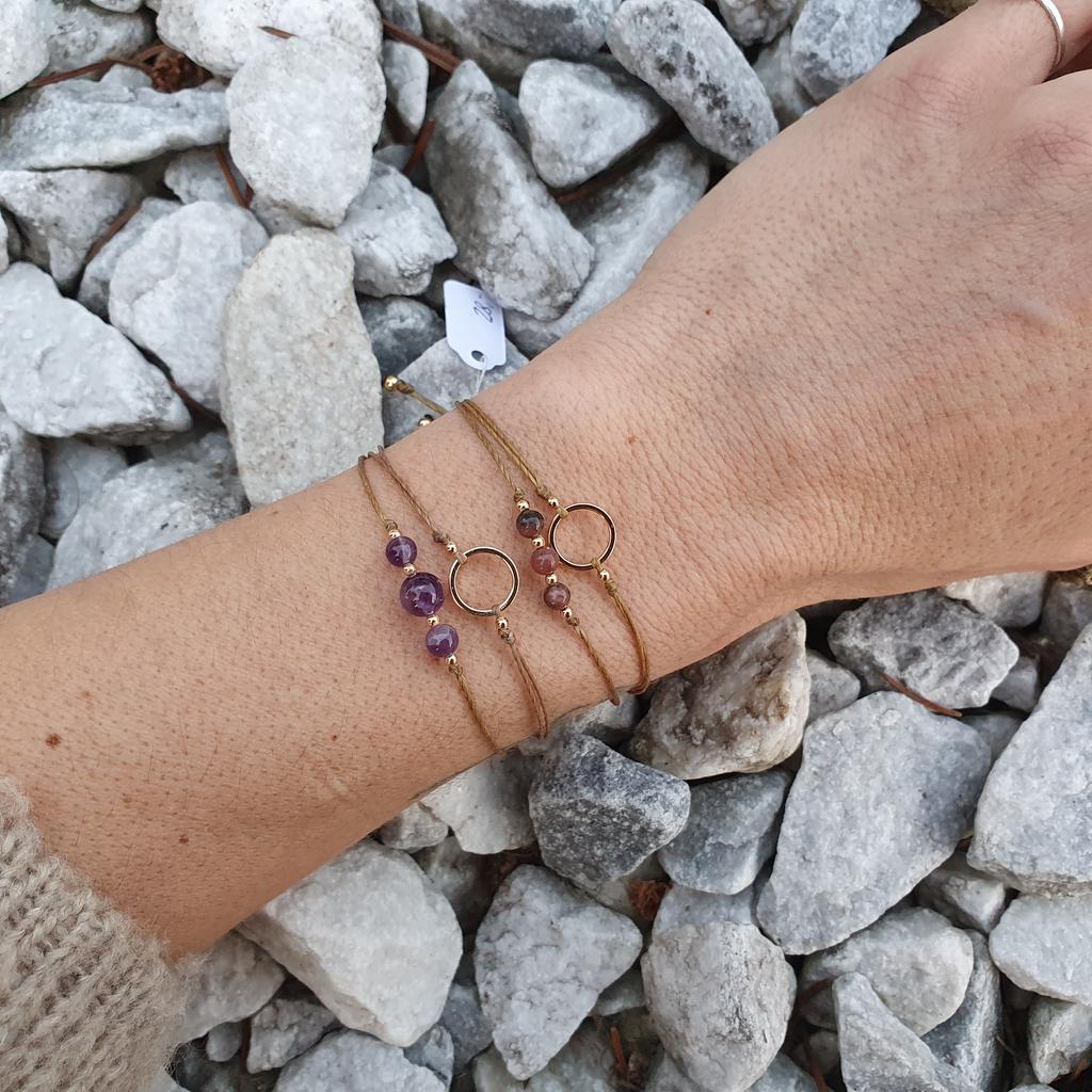 Doppelarmband *10mm CIRCLE 18kvergoldet* mit Amethyst