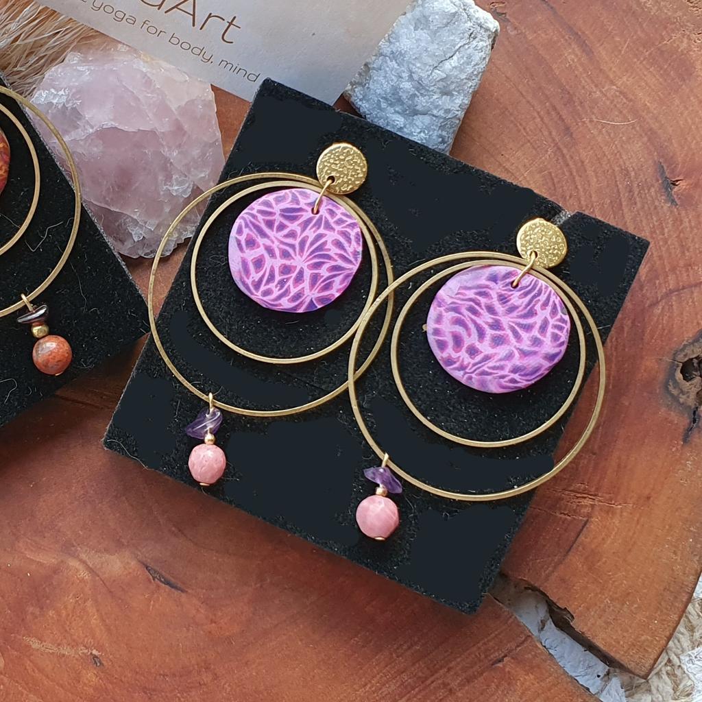 Amethyst-Erdbeerquarz Ohrringe *FIMO CANDY*