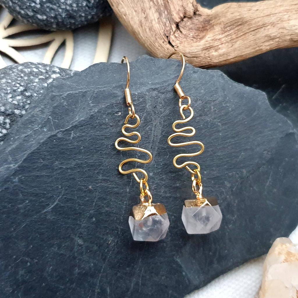 EDELSTEIN Ohrschmuck *SQUARE facettiert/vergoldet - Image 2