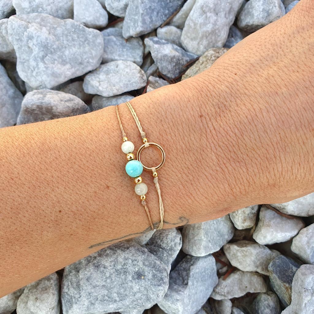 Amazonit Doppelarmband *CIRCLE 18kvergoldet* - Image 2