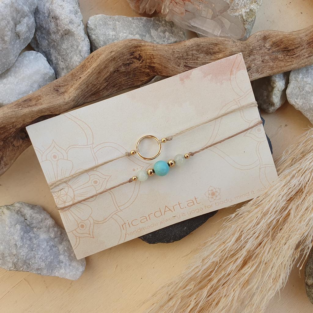 Amazonit Doppelarmband *CIRCLE 18kvergoldet* - Image 3