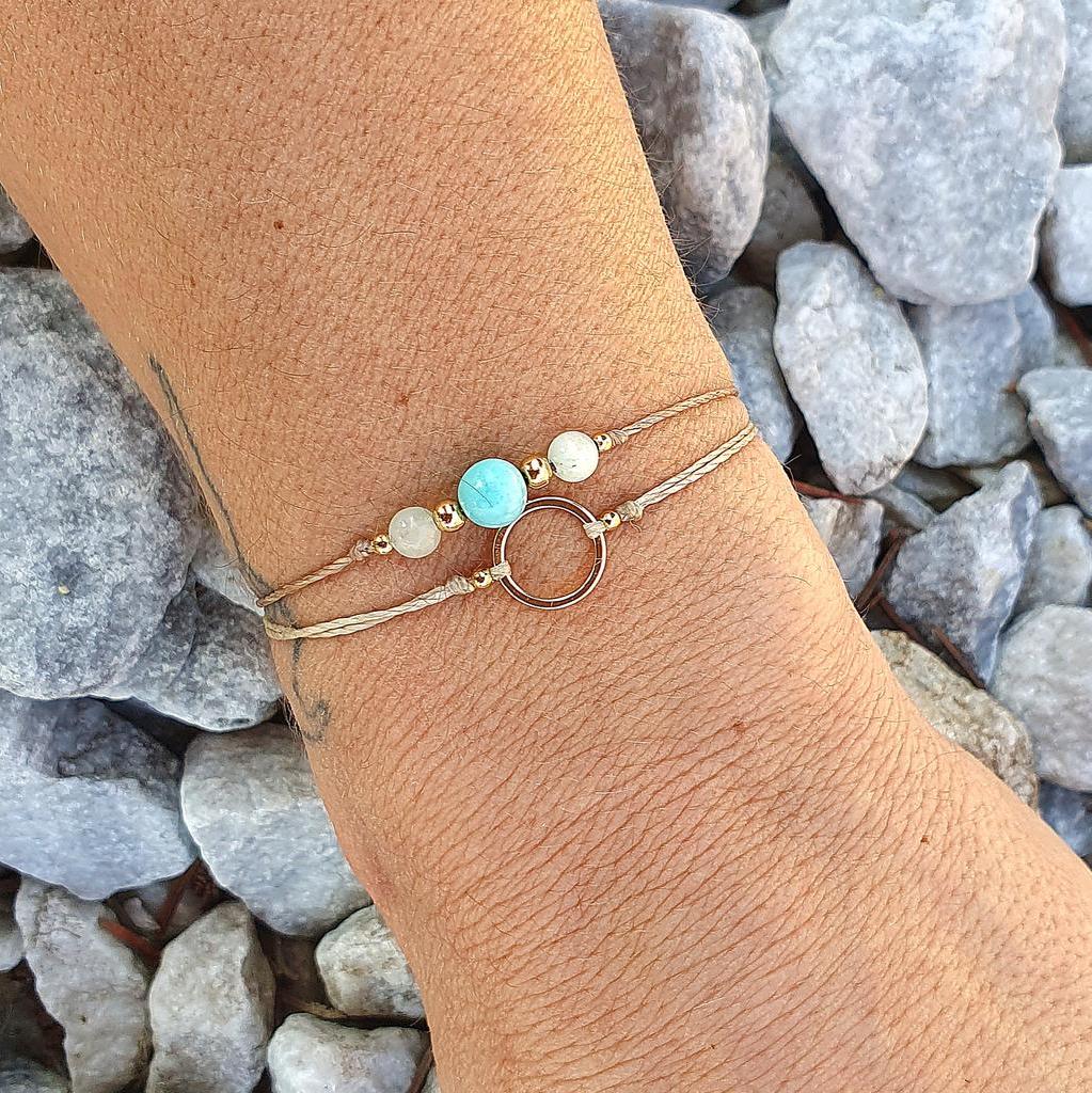 Amazonit Doppelarmband *CIRCLE 18kvergoldet* - Image 4