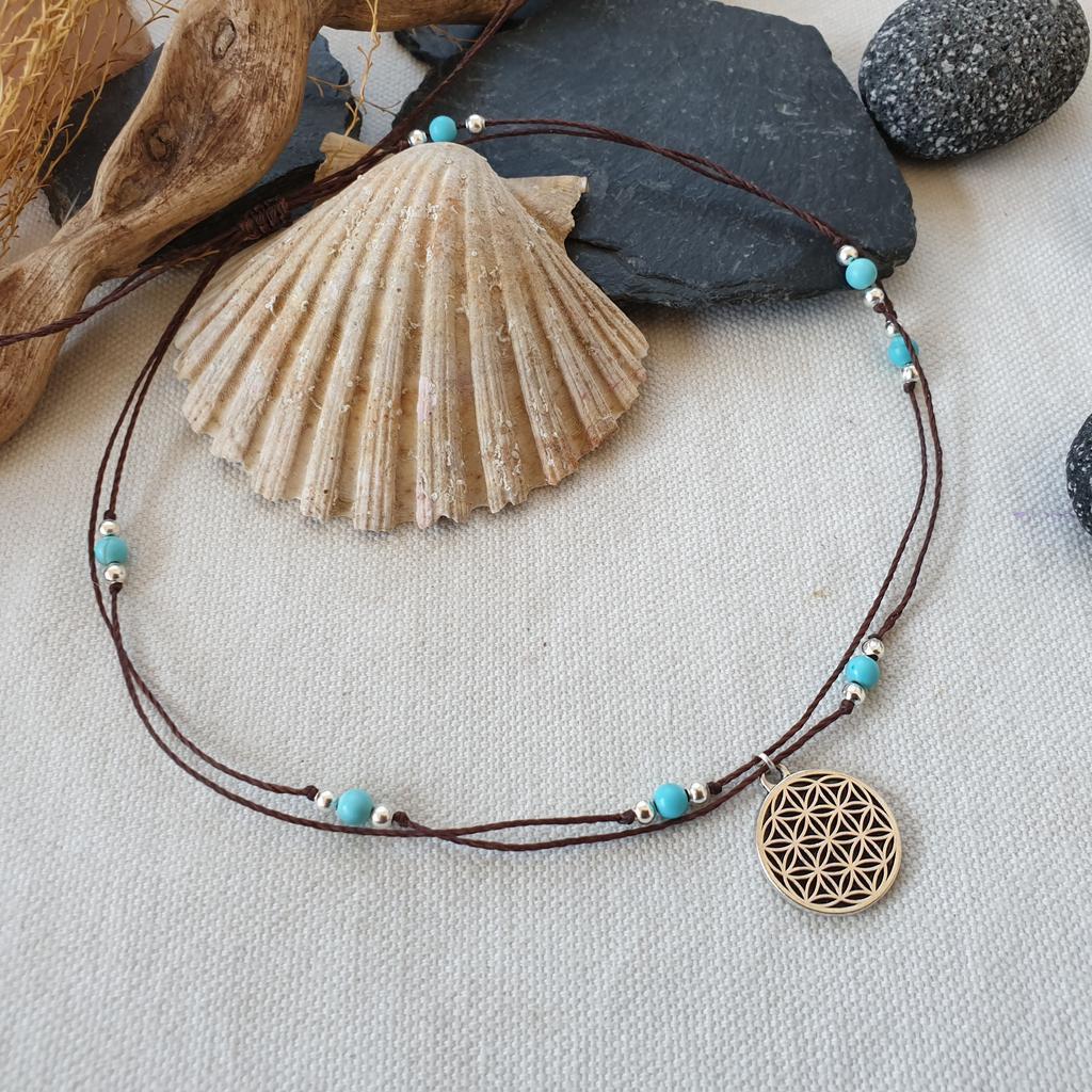 TÜRKIS Kette *BLUME DES LEBENS* dunkelbraun - Image 2